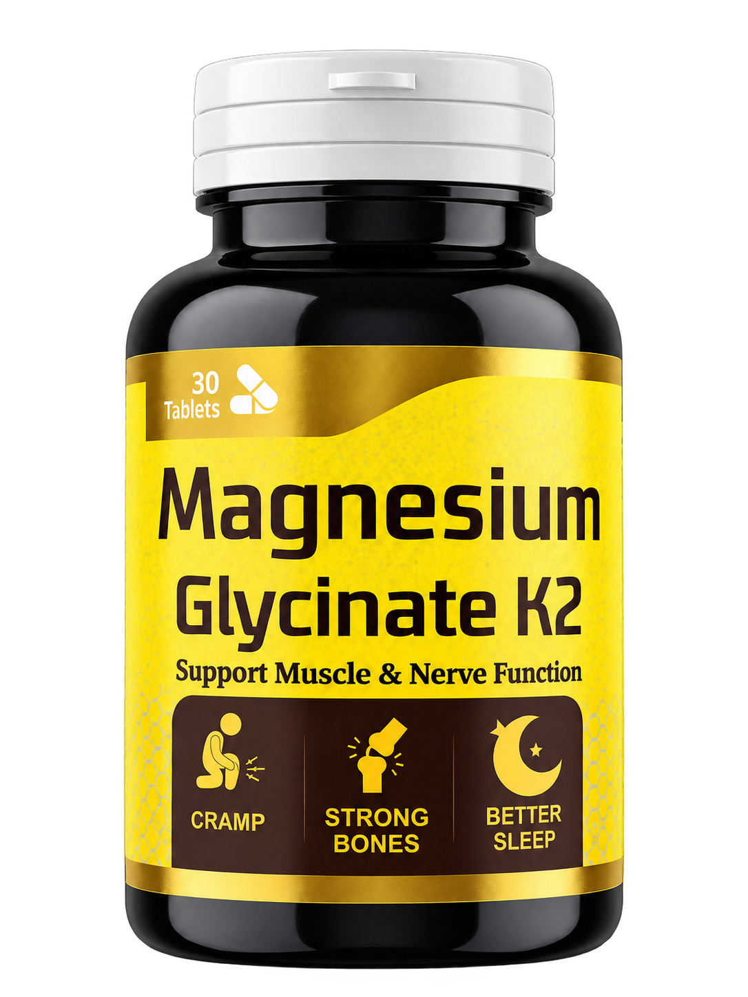 Magnesium Glycinate K2, bottle of 30 tablets